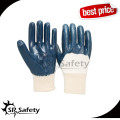 SRSAFETY nitrile glove blue 3/4 coated/cheap safety cuff working glove